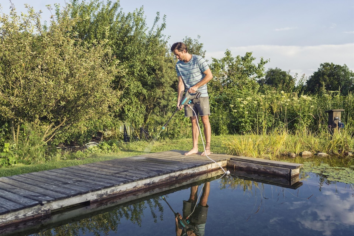 Gardena Aquaclean en utilisation avec un point d'eau